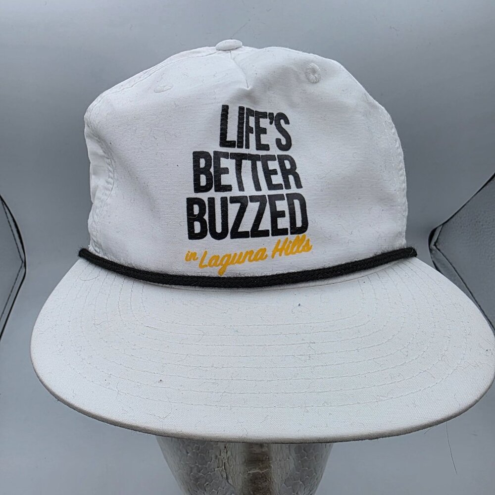 Lifes Better Buzzed Mens Snapback Hat White Logo Adjustable Richardson Outdoor